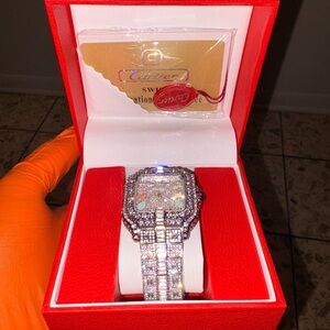 Iced out Cartier with red shopping bag for gift